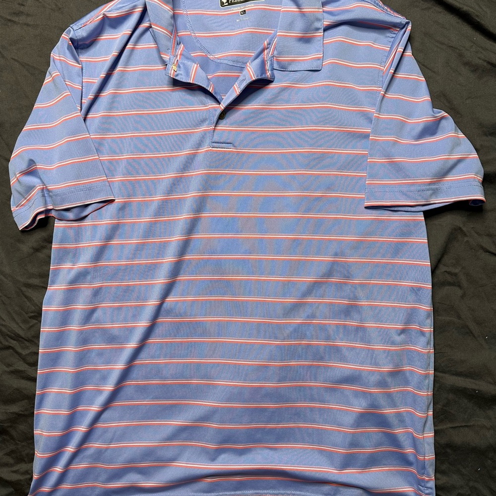 Pebble Beach Men's Polo in Blue with Pink Stripes